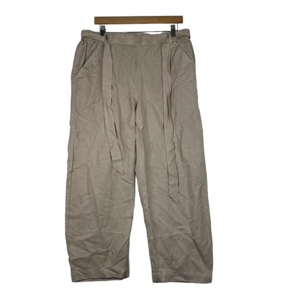 Eileen Fisher Tan Paperboy Tie High Waist Cropped Dress Pants‎ Size Medium - Picture 1 of 4